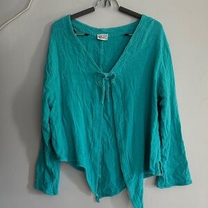 Oh My Gauze! Turquoise Lightweight Gauze Top size 2